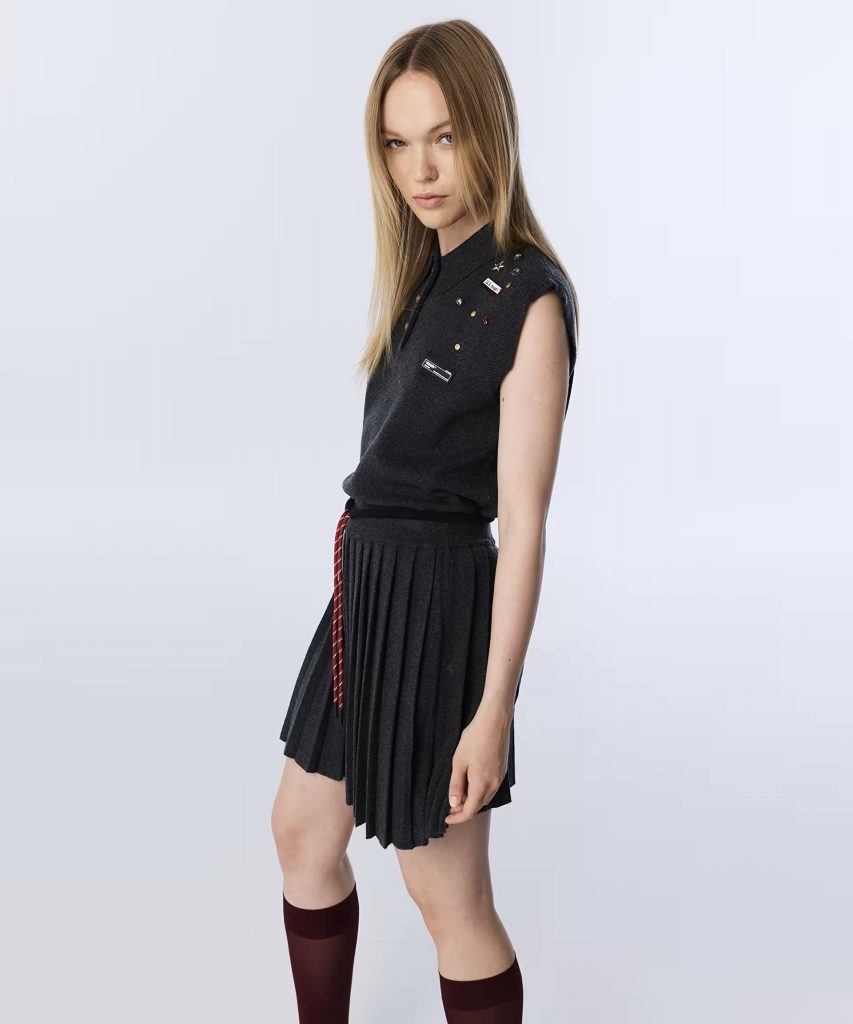 TWIST Kontrast Bel Pileli Etek TW6250004118 - ANTRASİT