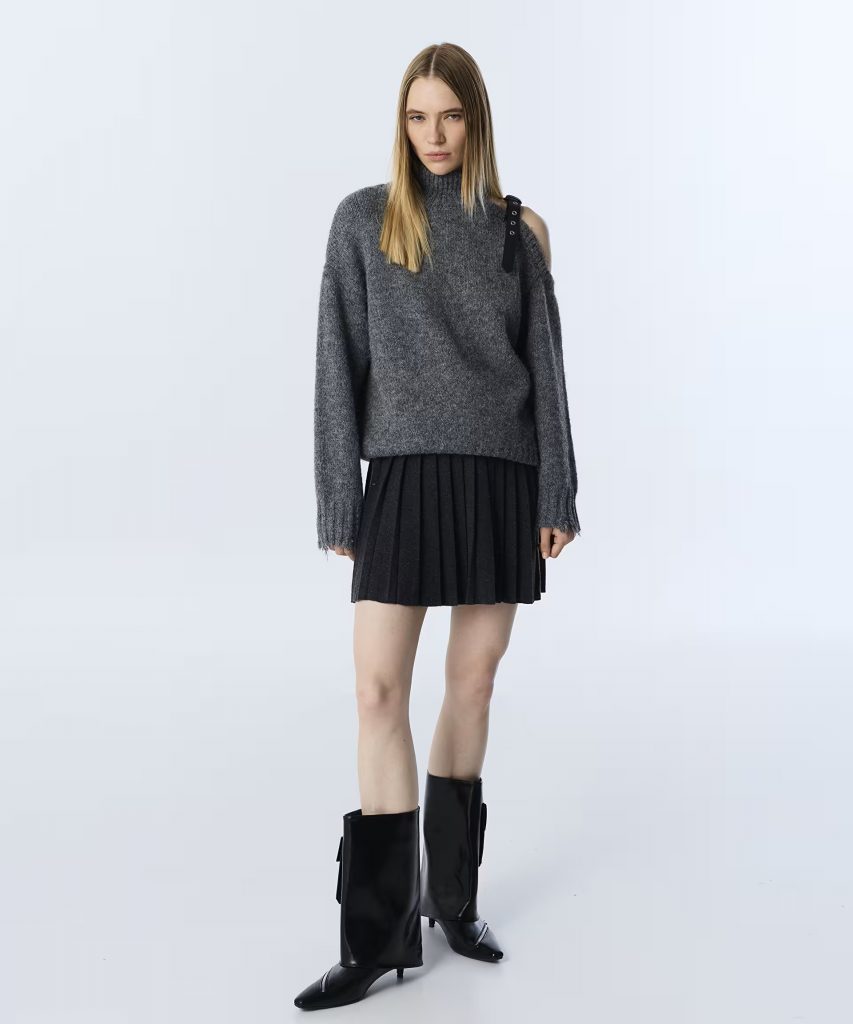 TWIST Suni Deri Kemer Aksesuarlı Kazak TW6250050431 - ANTRASİT