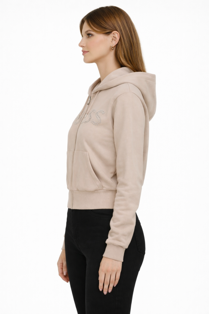 GUESS  Yapay elmas ve logolu kapüşonlu Sweatshirt  V5GQ10KCRP0 - BEJ