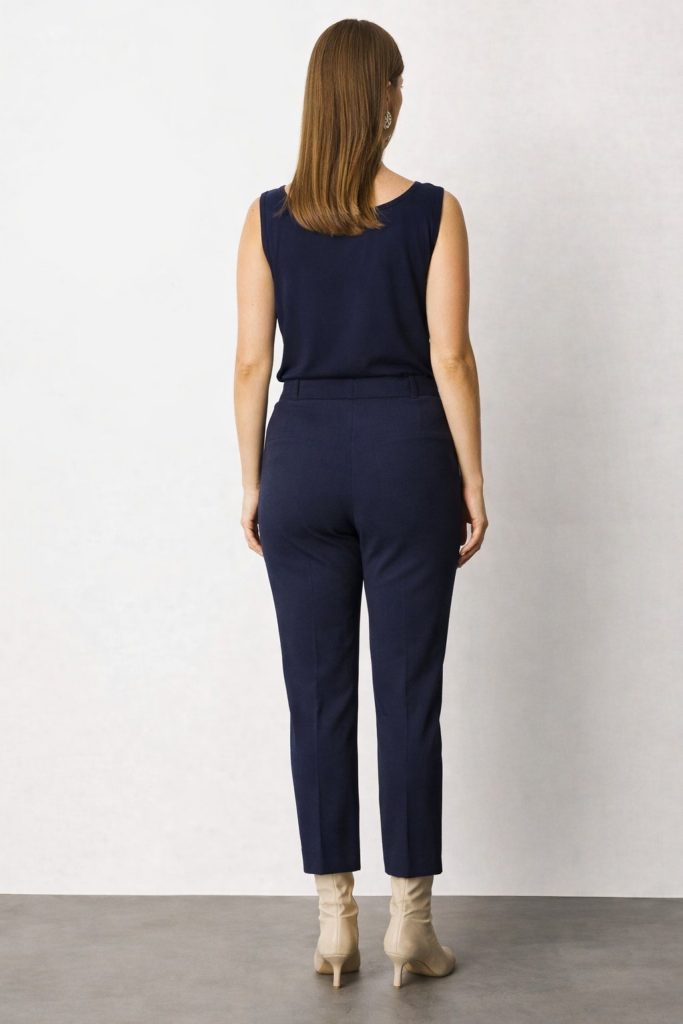 EKOL Beli Lastikli Balıksırtı Desenli Pantolon 1103 - Lacivert