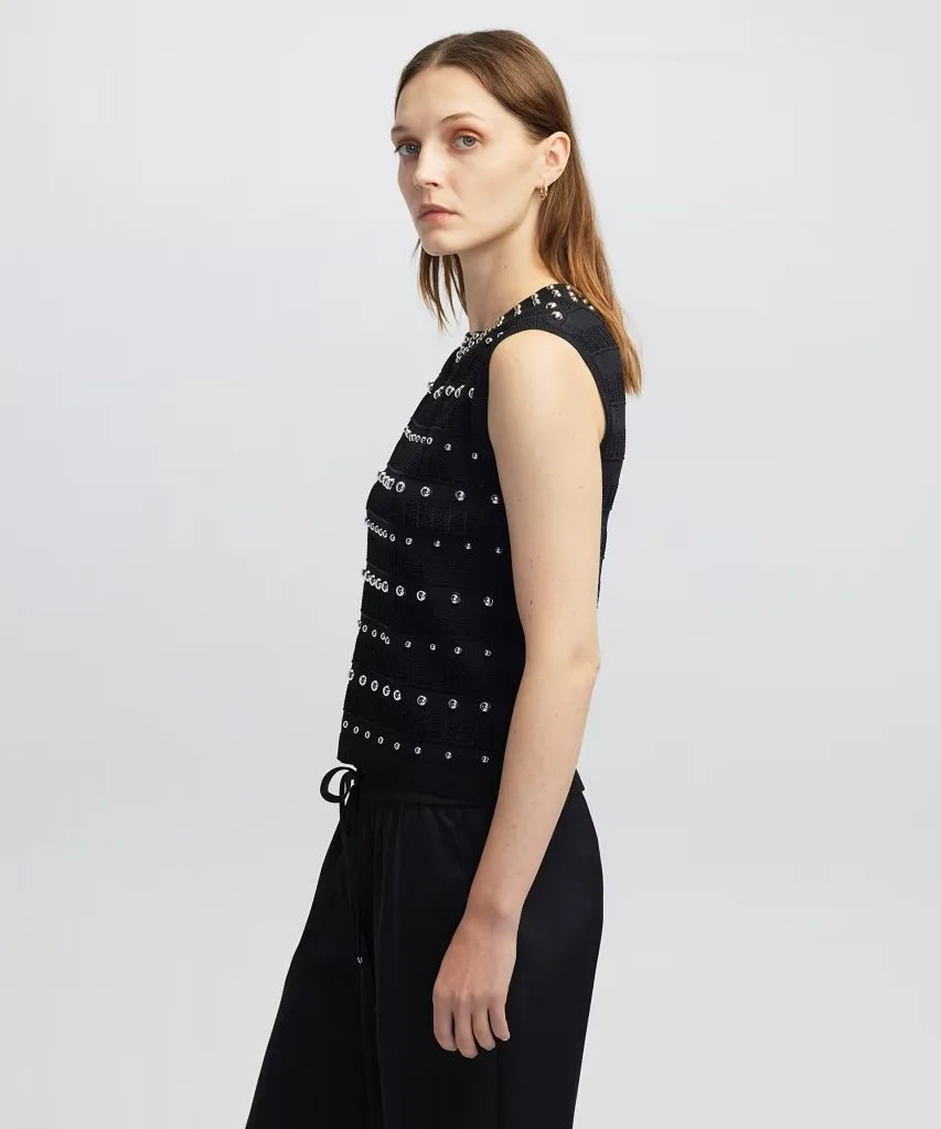 İPEKYOL Karma metal aksesuarlı triko IW6250050023 - Siyah