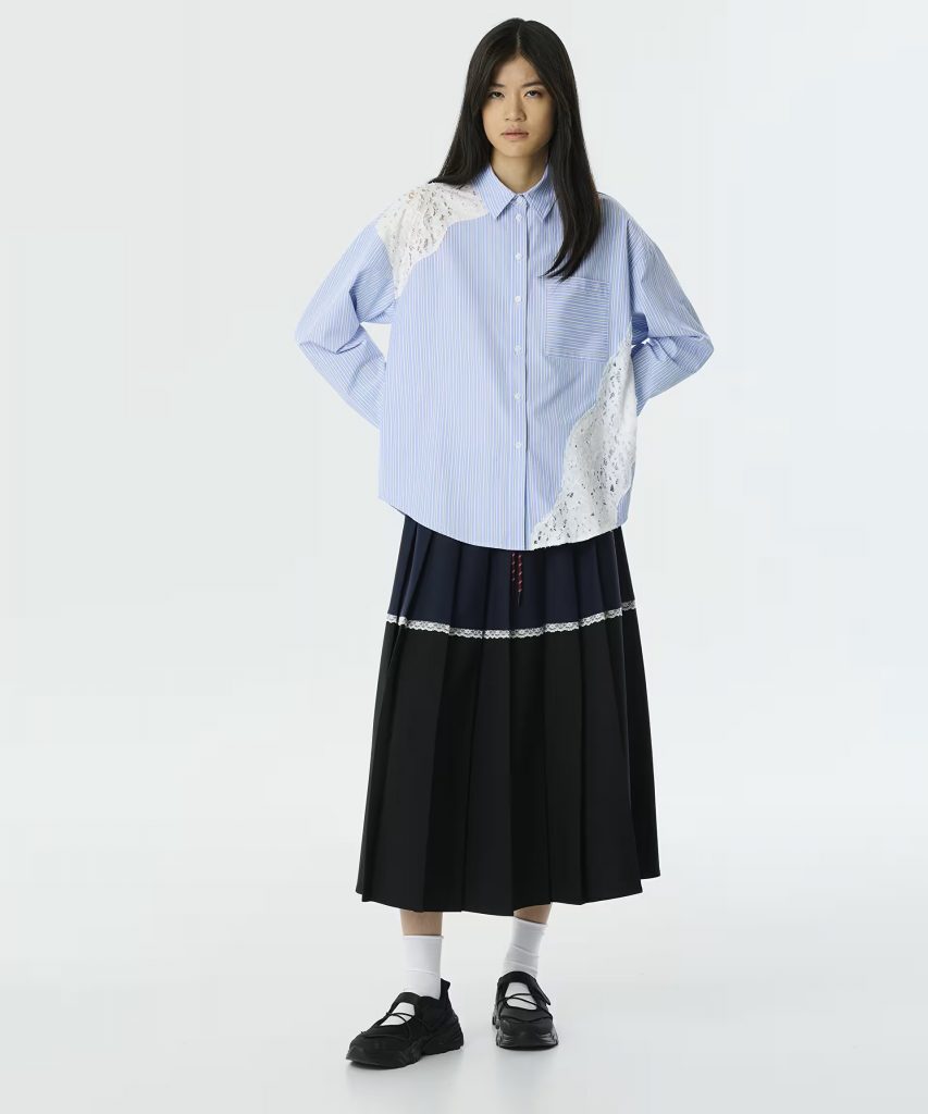 TWIST Dantel Mix Gömlek TW6250025043 - MAVİ