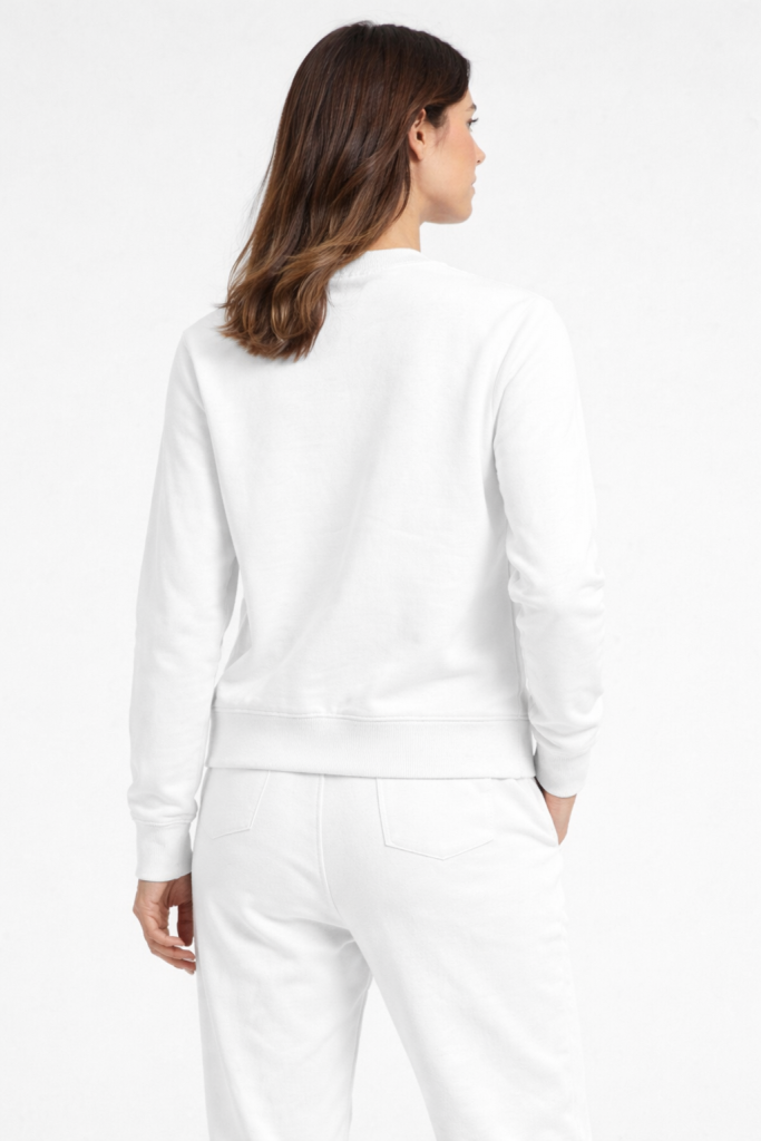 GUESS Sıfır Yaka Sweat W4YQ11KC811 - Beyaz