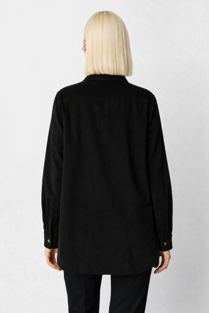 EKOL İnce Fitilli Kadife Gömlek 3045 - Siyah