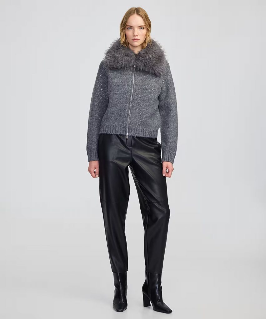 İPEKYOL Çıkarılabilir suni kürk yakalı ceket IW6250005104 - GRİ