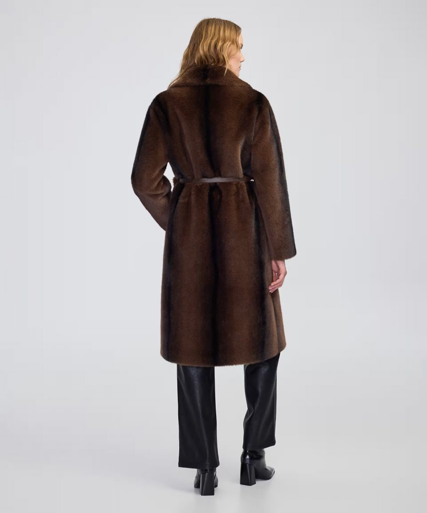 İPEKYOL Kuşaklı suni kürk Kaban IW6250008044 - kahve