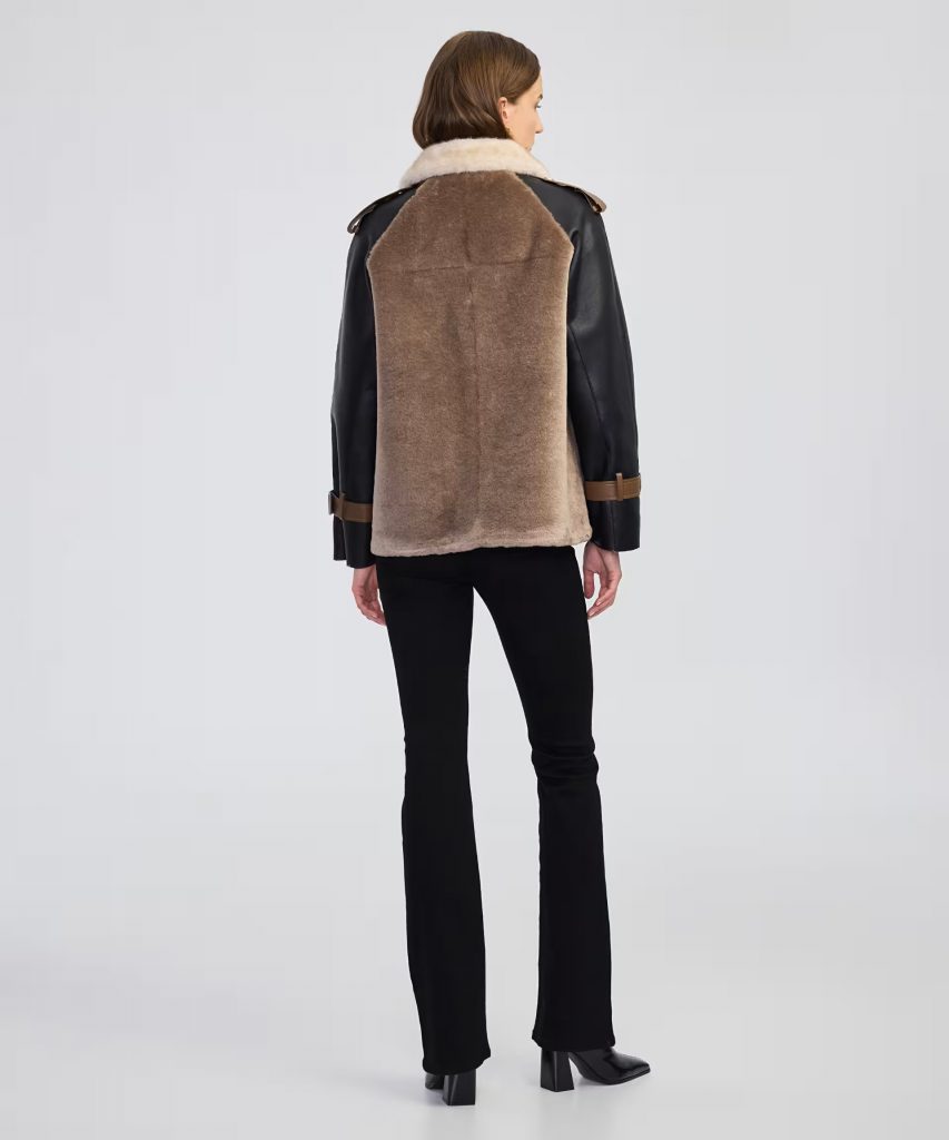 İPEKYOL Suni kürk mix colorblock mont IW6250012078 - Siyah