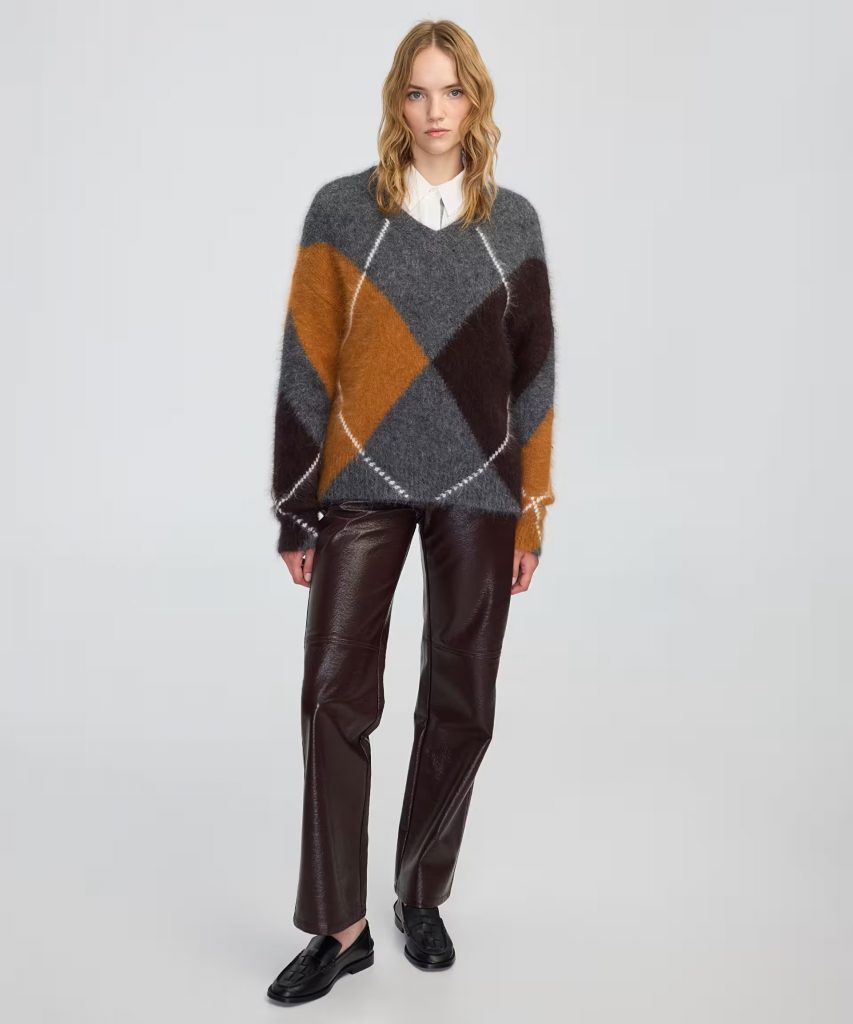 İPEKYOL Baklava desen V yaka kazak IW6250050113 - ANTRASİT