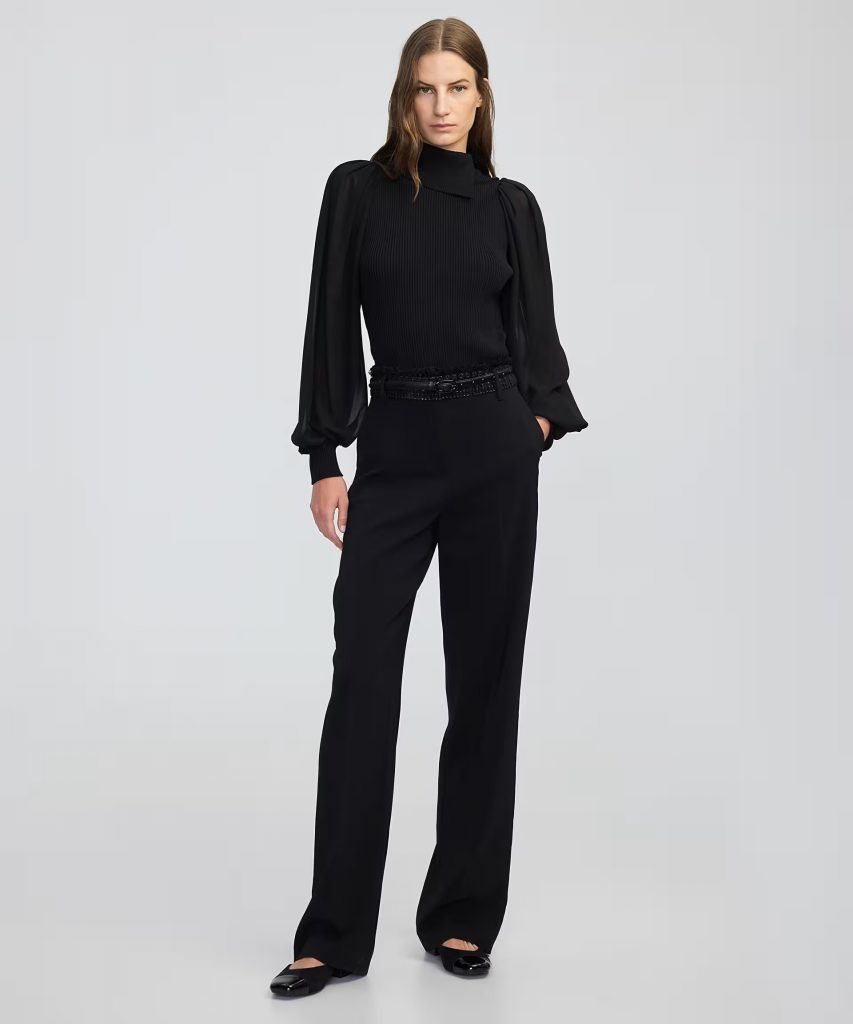 İPEKYOL Şifon mix asimetrik yaka triko IW6250050433 - Siyah