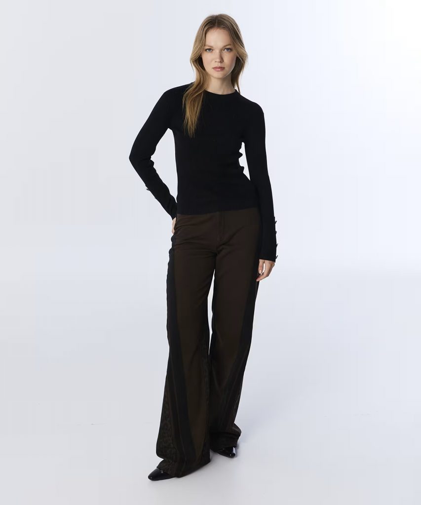 TWIST Kontrast Manşetli Triko TW6250050459 - Siyah