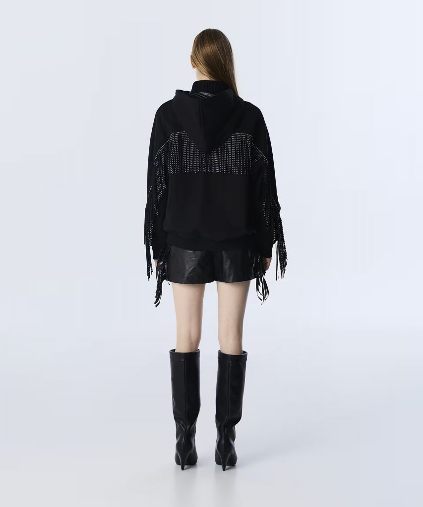 TWIST Püsküllü Trok Baskılı Sweatshırt TW6250091045 - Siyah