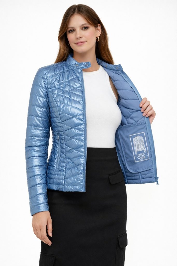 GUESS New Vona Slim Fit Dik Yaka Mont W4RL02WFWM0 - MAVİ