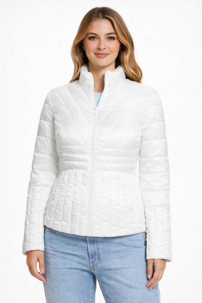 GUESS Dik Yaka Mont W4RL06WFWO2 - Beyaz