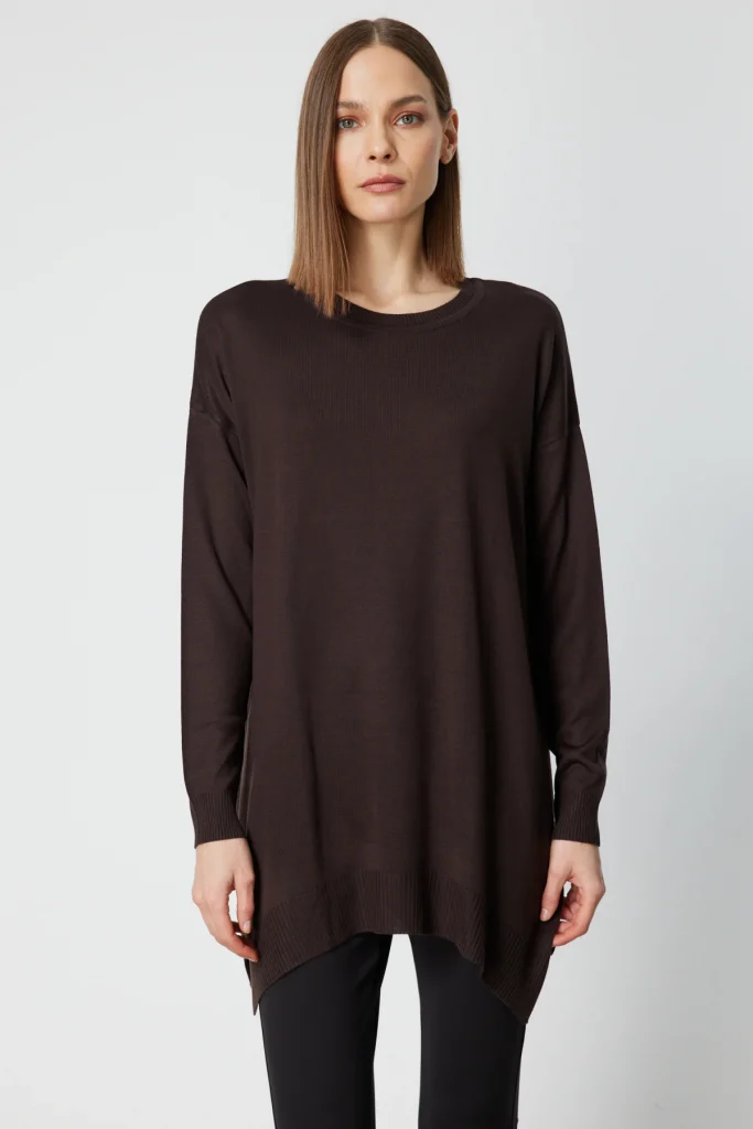 ON TRİKO Salaş Verev Tunik 65316-26k - kahve