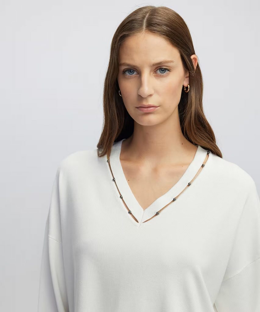 İPEKYOL Metal aksesuarlı cutout triko IW6250050050 - EKRU