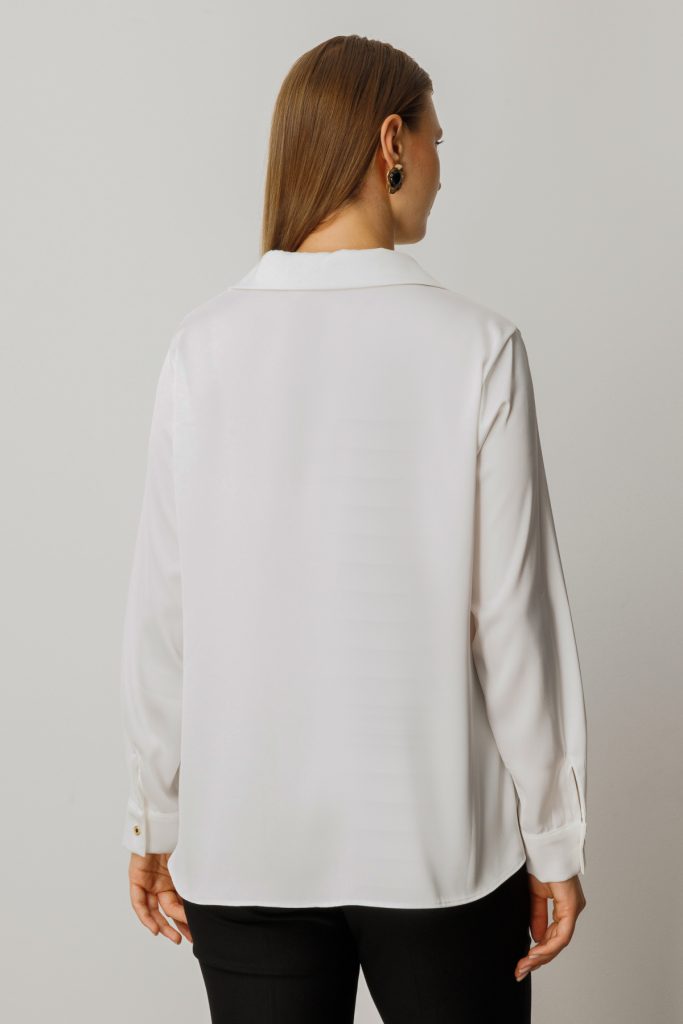 Ekol Düğmeli Saten Gömlek 3505-26k - EKRU