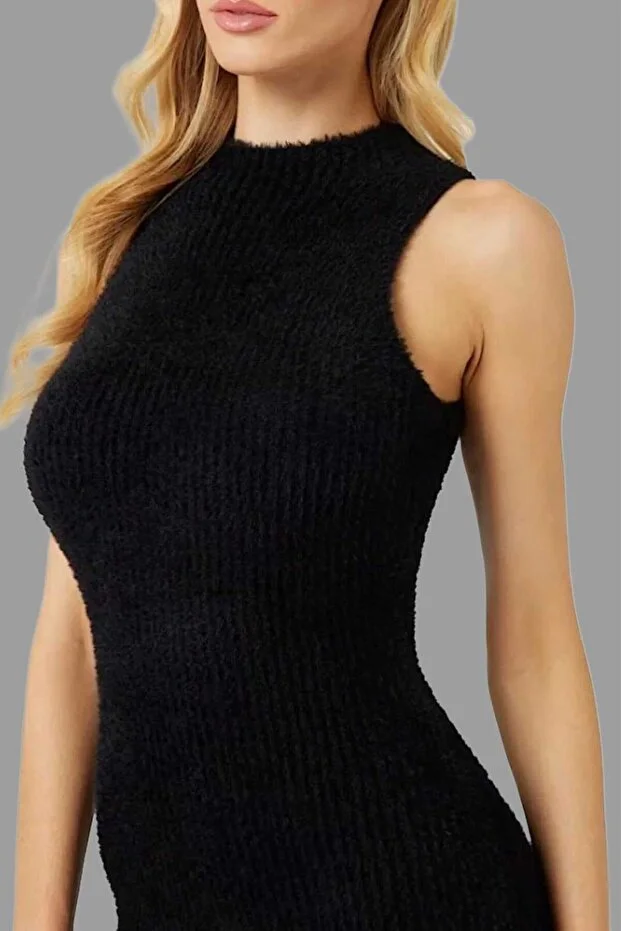 GUESS Rib örgü triko mini elbise W4BK72Z3BJ0 - Siyah