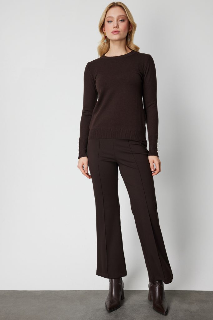 ON TRİKO Sıfır Yaka Basic Triko Kazak  63500 - kahve