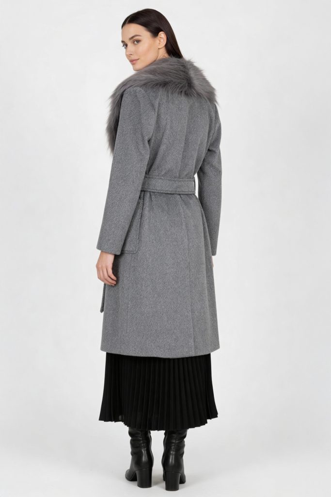 EKOL Yakası Kürklü Kaban 6071 - ANTRASİT