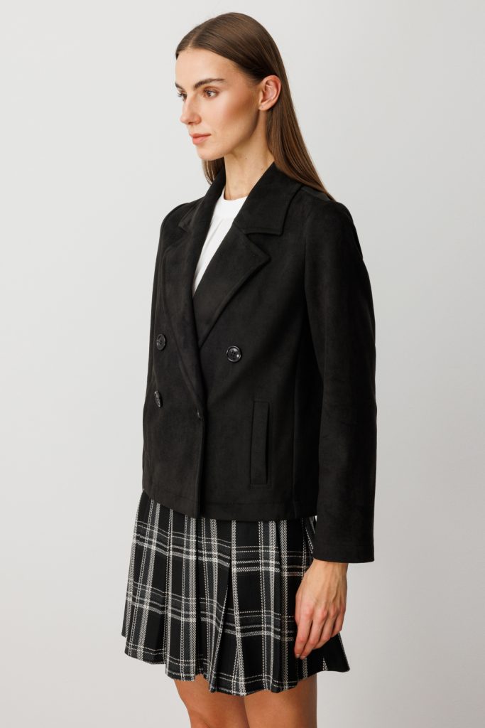 EKOL Kruvaze Yaka Desenli Mont 8021-26k - Siyah