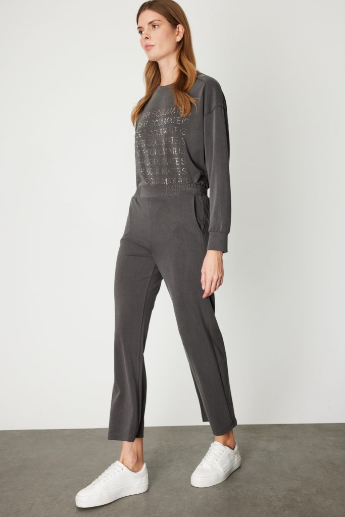 ON TRİKO Beli Lastikli Bol Paça Eşofman Altı 66349 - ANTRASİT