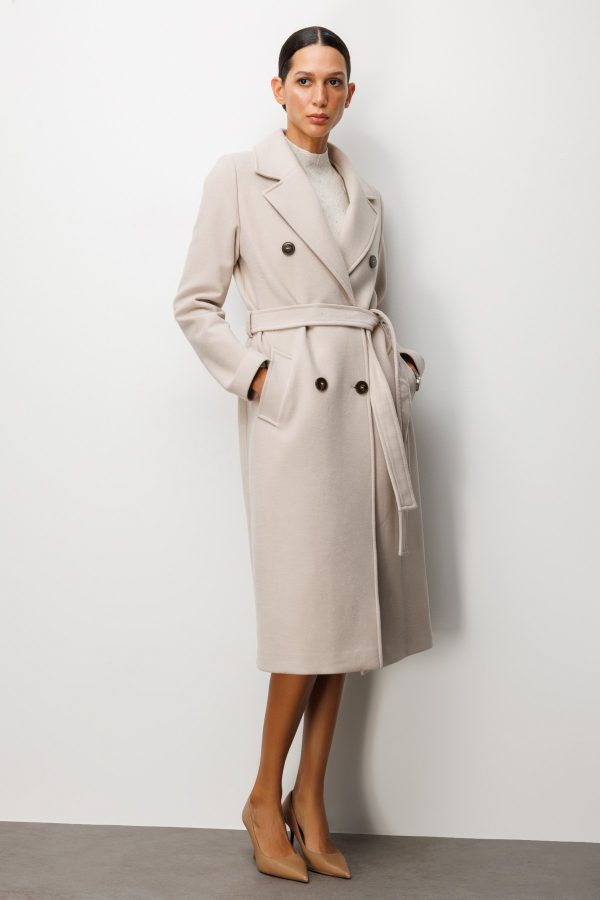 EKOL Beli Kuşaklı Kruvaze Yaka Kaban 6063