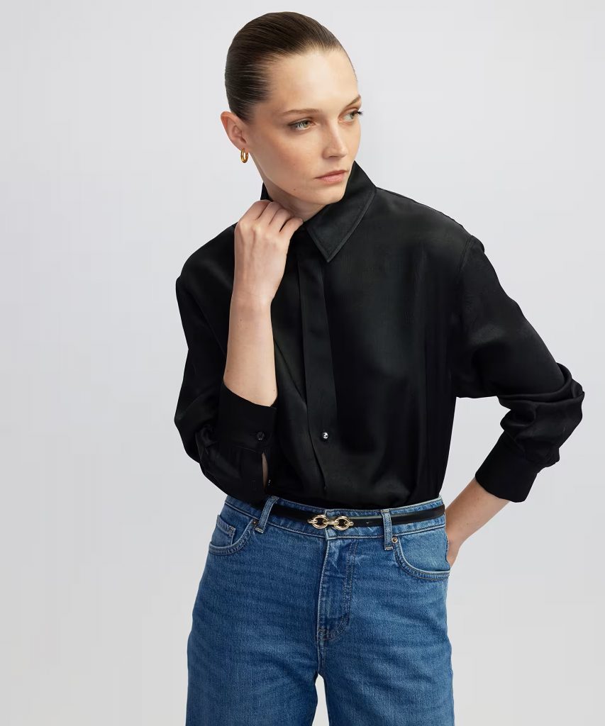 İPEKYOL Metal aksesuarlı gömlek IW6250025070 - Siyah