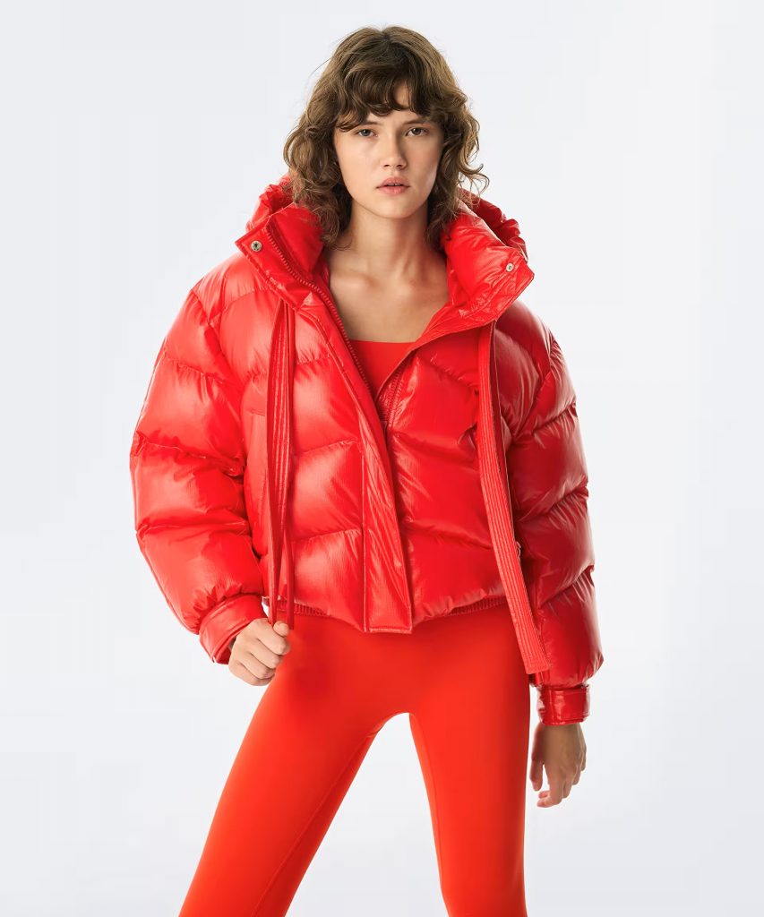 TWIST Parlak Dokulu Puffer Mont TW6250012227 - KIRMIZI
