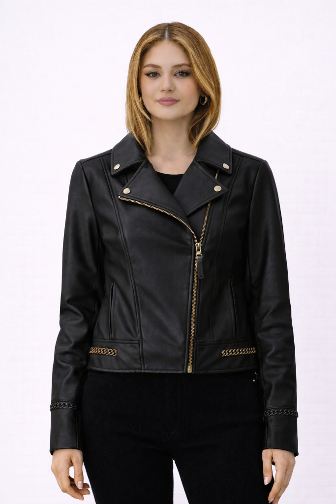 GUESS Kadın Suni Deri Mont  W4YL21WE480 - Siyah