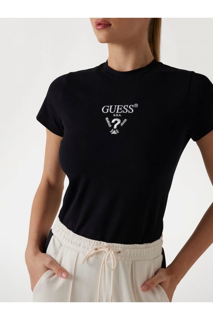 GUESS Önü Logolu Stretch T-shirt V4YI21KCDH1 - Siyah