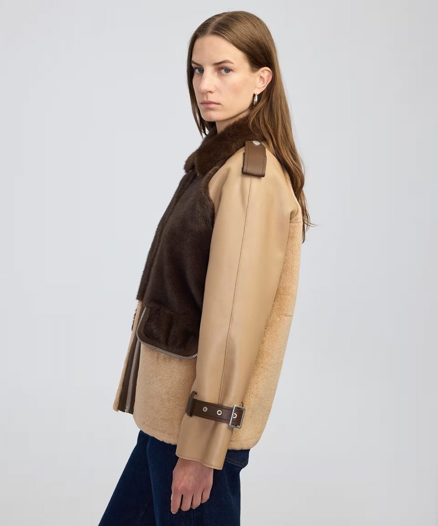 İPEKYOL Suni kürk mix colorblock mont IW6250012078 - camel