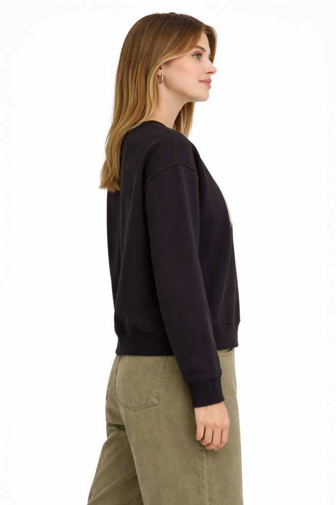 GUESS Pamuklu Relaxed Fit Bisiklet Yaka Logolu  W4BQ10KBY51 - Siyah