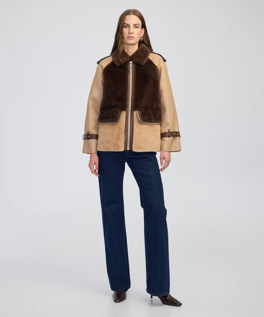 İPEKYOL Suni kürk mix colorblock mont IW6250012078 - camel