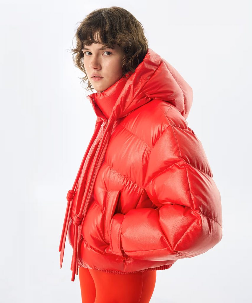 TWIST Parlak Dokulu Puffer Mont TW6250012227 - KIRMIZI