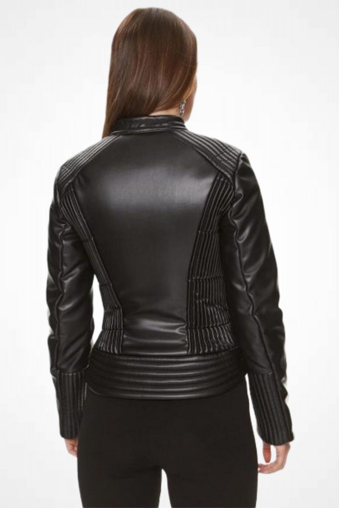 Guess Lea Corset Pu Jacket Kadın Mont W4RL12WFWT0-24K - Siyah