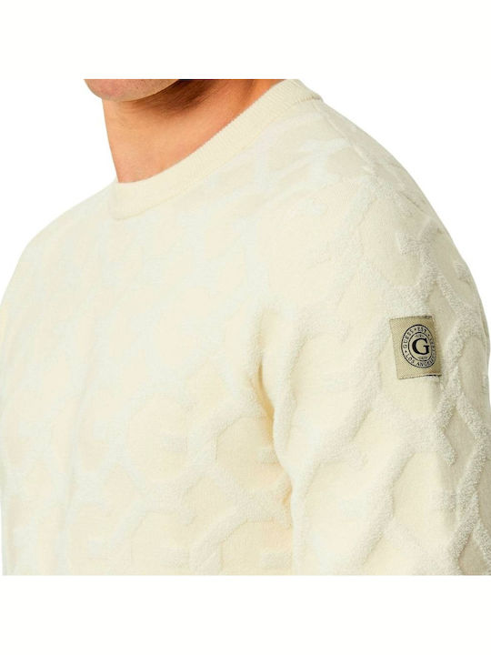 GUESS Kabartma Jakarlı Logolu Triko Kazak M5BR19Z0470 - KREM