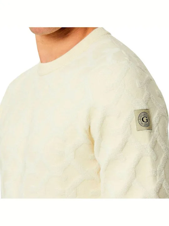 GUESS Kabartma Jakarlı Logolu Triko Kazak M5BR19Z0470 - KREM