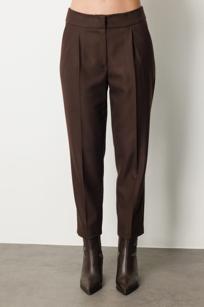 EKOL Yüksek Bel Dar Paça Kadın Pantolon 5055 - kahve