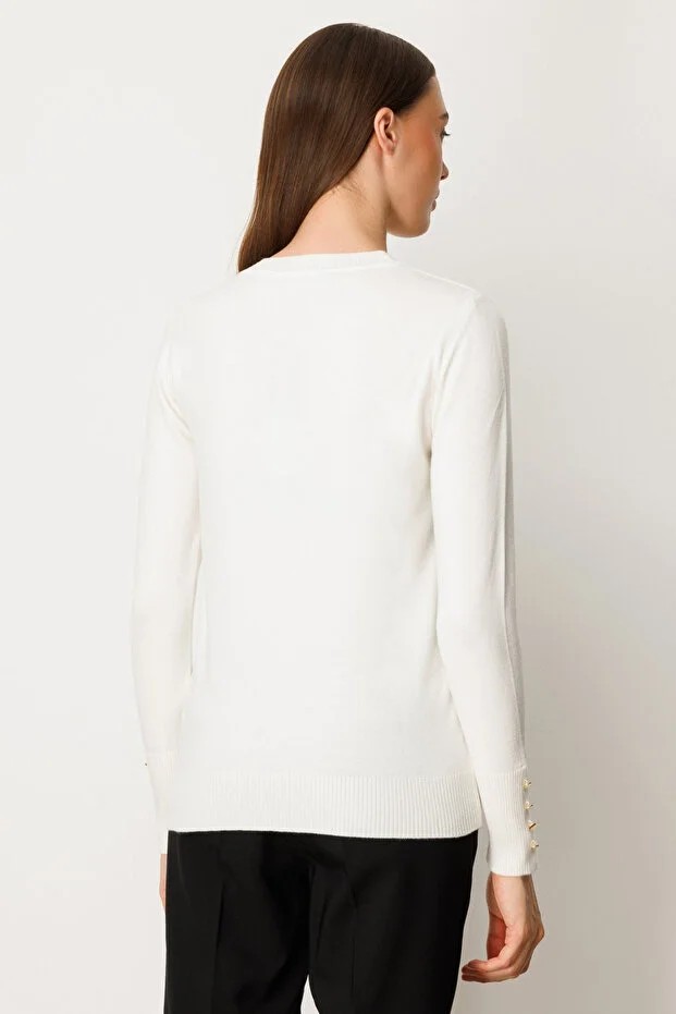 ON TRİKO Sıfır Yaka Basic Triko Kazak  63500 - EKRU