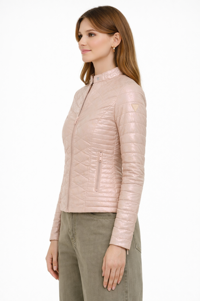 GUESS New Vona Slim Fit Dik Yaka Mont W4RL02WFWM0 - BRONZ