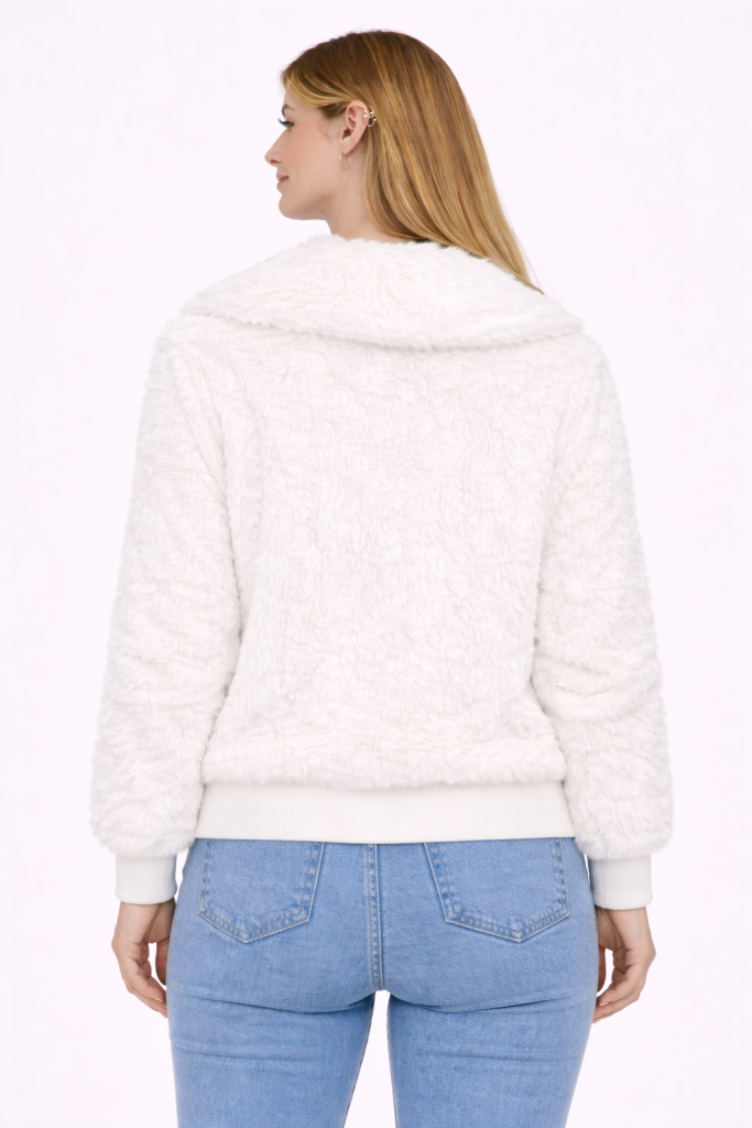 BDK Kürk Detaylı Mont 25018-1 - Beyaz