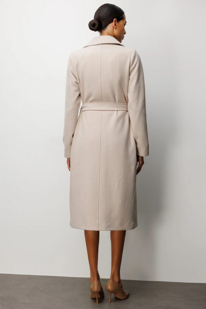 EKOL Beli Kuşaklı Kruvaze Yaka Kaban 6063 - TAŞ