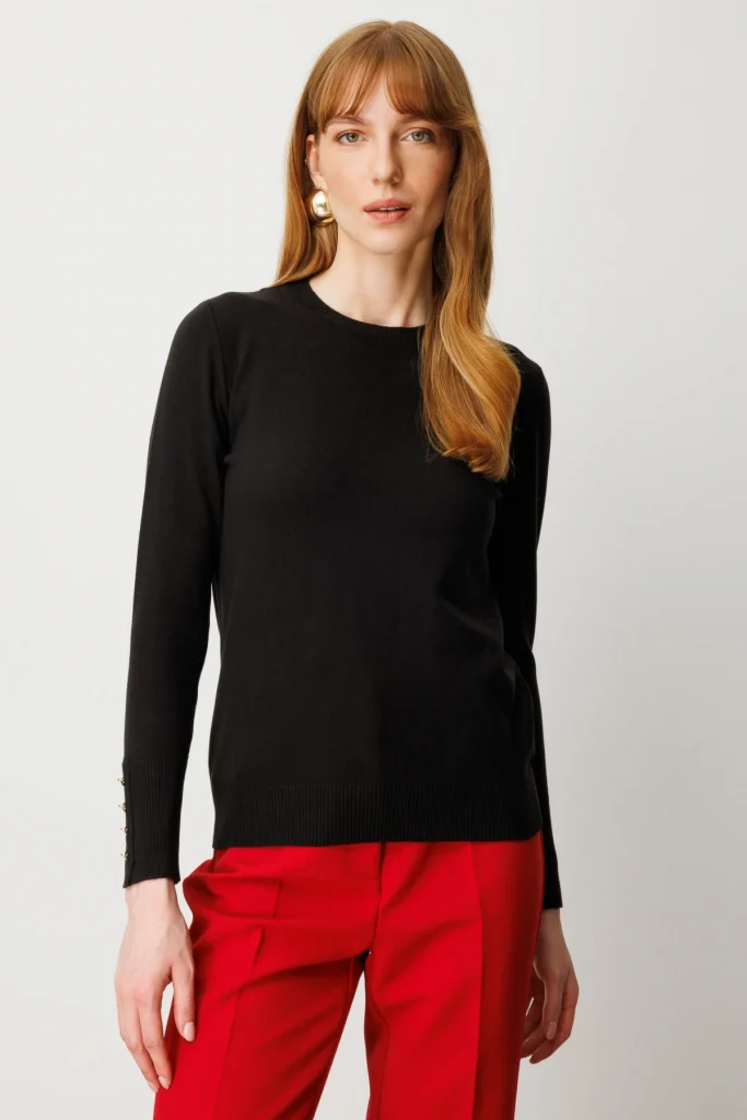 ON TRİKO Sıfır Yaka Basic Triko Kazak  63500 - Siyah