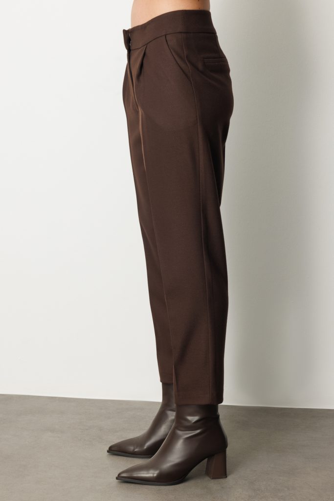 EKOL Yüksek Bel Dar Paça Kadın Pantolon 5055 - kahve