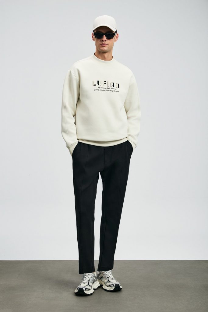 LUFİAN Oracle Erkek Sweatshirt 112030178 - KIR.BEYAZ