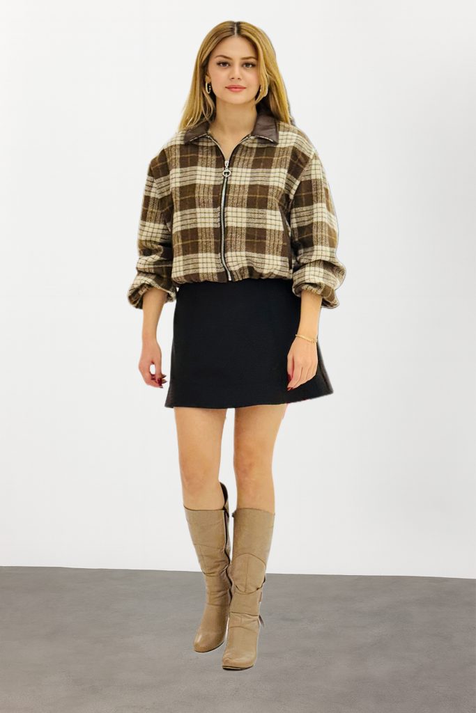 BDK Ekose Desenli Ceket 7852 - kahve