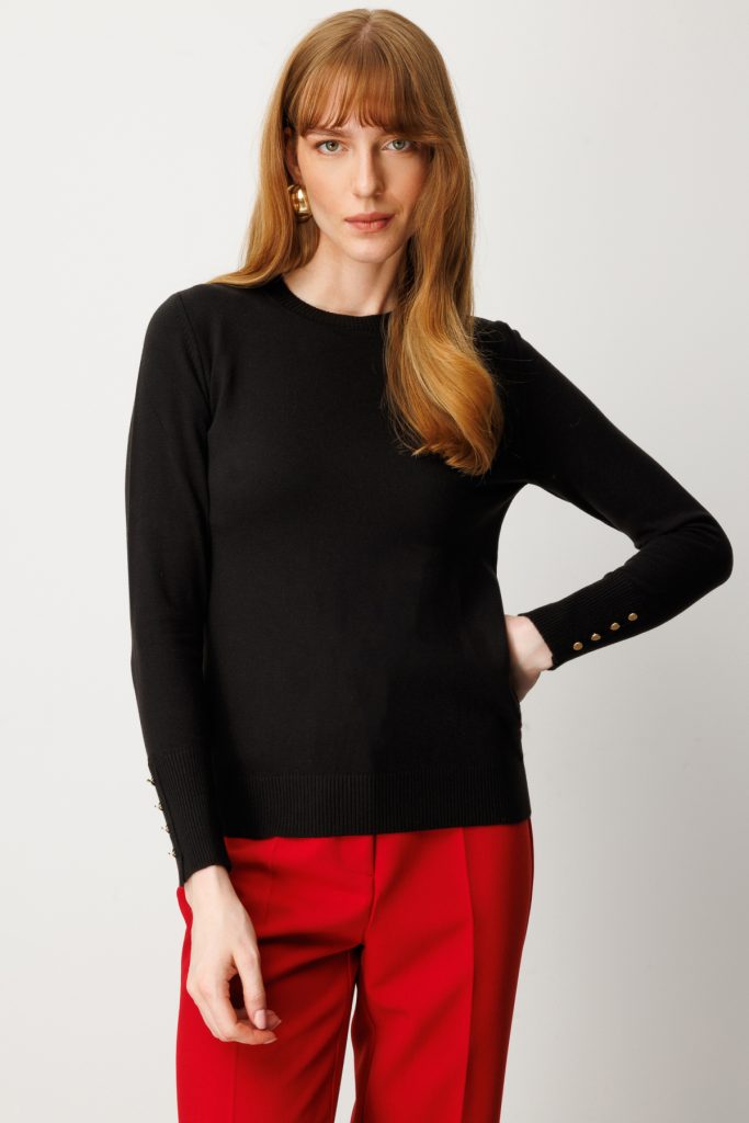 ON TRİKO Sıfır Yaka Basic Triko Kazak  63500 - Siyah