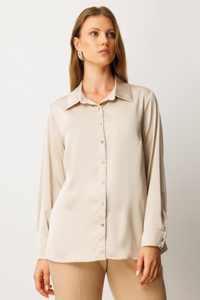 Ekol Düğmeli Saten Gömlek 3505-26k - inci