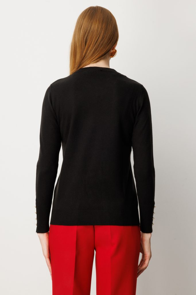 ON TRİKO Sıfır Yaka Basic Triko Kazak  63500 - Siyah