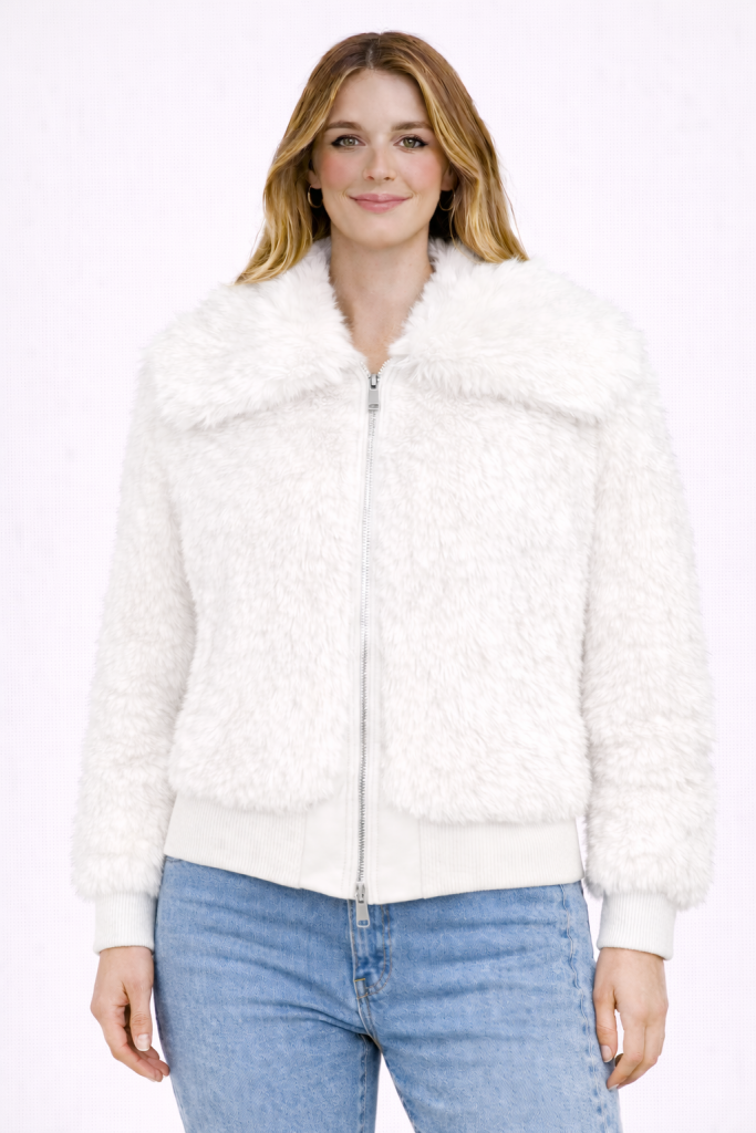 BDK Kürk Detaylı Mont 25018-1 - Beyaz